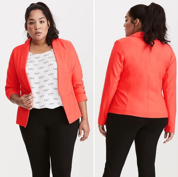 torrid Jackets & Blazers - TORRID | Cut Away Blazer Coral Red 2 2X